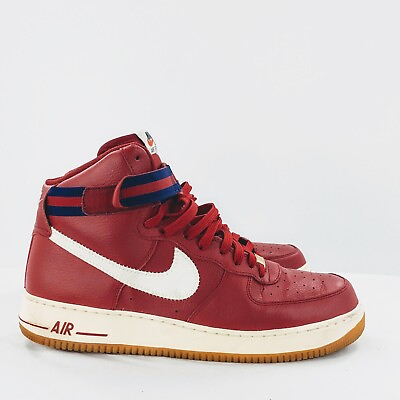 #ad Nike Air Force 1 High Red Leather Gym Red Gum Sole Sz 13