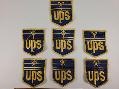 #ad UPS Yellow on Blue 2.75quot; x 3.5quot; Uniform Patches Racing Advertising Lot of 7 VTG