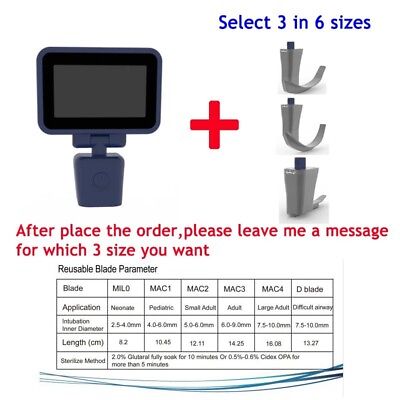 #ad Digital Video Laryngoscope with 3 Reusable Sterilizable Blades