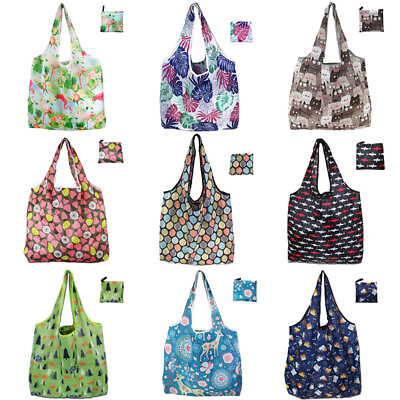 #ad Large Shopping Bags Foldable Eco Heavy Duty Tote Handbag Fold Away Reusable Bags