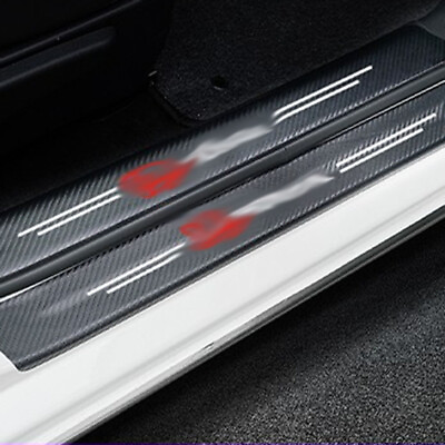 #ad 4pcs Car Door Plate Sill Scuff Cover Anti Scratch Decal Sticker Protector