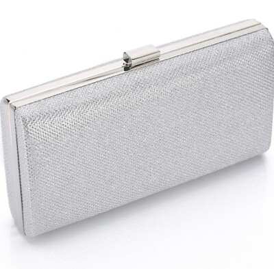 #ad NEW Womens Vintage Envelope Clutch Silver Evening Handbag Sparkle 2 Straps