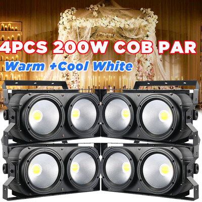#ad 4pcs 200W COB LED Par Light DMX DJ Audience Blinder Light Warm Cool Nature White