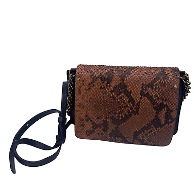 #ad Gerard Darel Snake Python Embossed Leather Shoulder Bag handbag