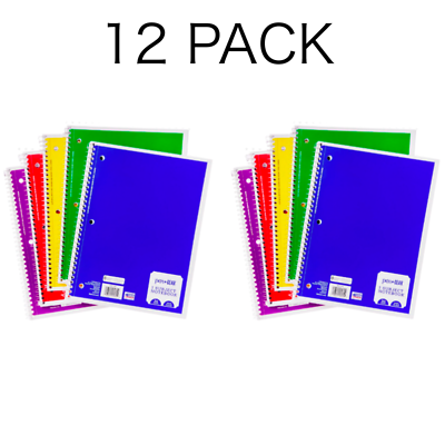 #ad Pen Gear 1 Subject Notebook Spiral Wide Ruled 70 Sheets Assorted Color 12 PACK