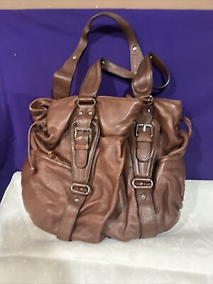 #ad Michael Kors brown pebbled leather 3 compartment hobo shoulder bag purse