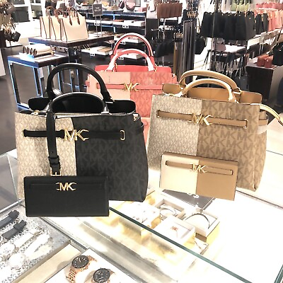 #ad Michael Kors Reed Large Satchel Crossbody Purse Shoulder Handbag Bag Wallet Set