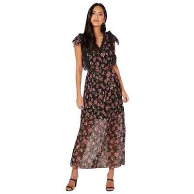 #ad NWT Anthropologie Foxiedox Anaise Floral Print Sheer Pleated Dress Size S NEW