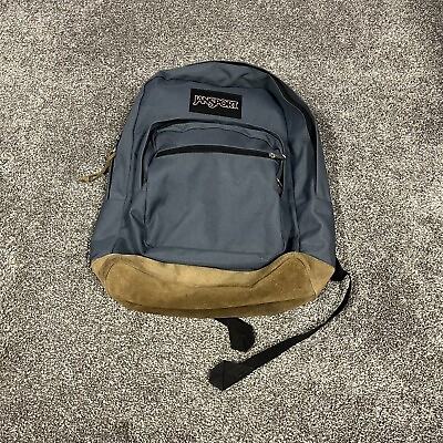 #ad Jansport Originals Blue Brown Leather Bottom Backpack Right Pack JS00TYP7