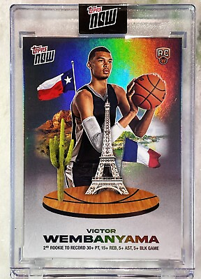 #ad Victor Wembanyama 2023 24 TOPPS NOW Basketball Card VW 4 Encased Rookie Card