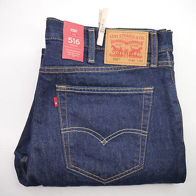 #ad Levis 516 Regular Straight Fit Jeans Men#x27;s Size 40x34 Dark Blue Denim Winter NWT