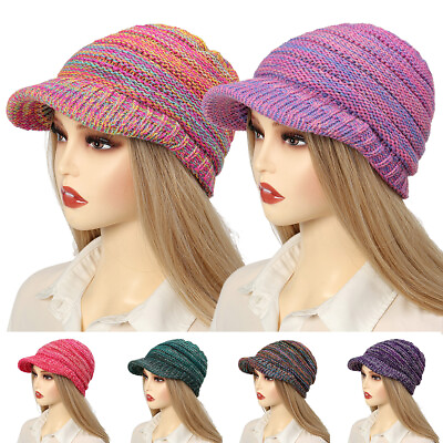 #ad Women Casual Beanies Warm Caps Stitching Outdoor Hats Crochet Knit Beanie Cap