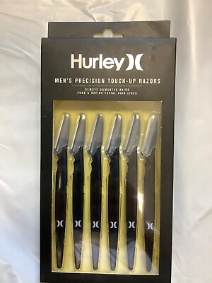 #ad HURLEY Mens Precision Touch Up Razors Six Piece Pack Black New in Box