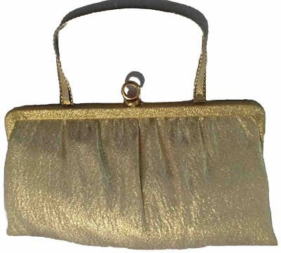 #ad Vintage Mid Century Andé Metallic Gold Clutch Evening Bag