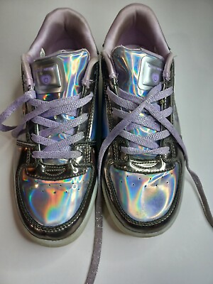 #ad Skechers energy lights lavender iridescent Purple sneakers Sz 5.5 Youth girls