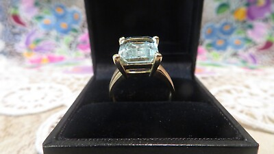 #ad Beautiful 14K Yellow Gold Light Blue Aquamarine Ring Size 7 1 2 5.1gr