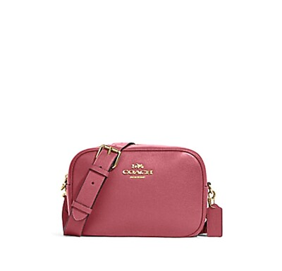 #ad Coach CA207 Pebble Leather Camera Bag Jamie Crossbody In Gold Rouge