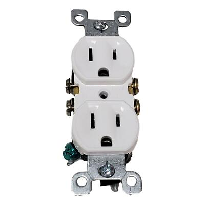 #ad 15 Amp White Duplex Grounding Electrical Outlet Residential Push In Or Side Wire