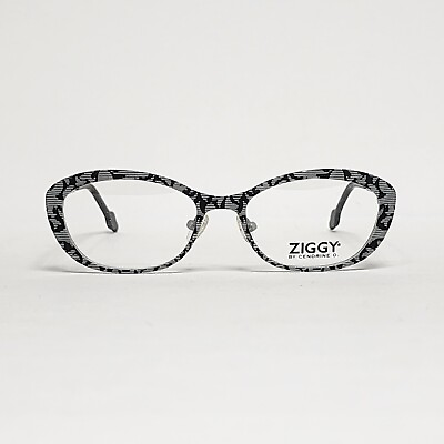 #ad Ziggy 1495 Women#x27;s Unique Oval Glasses in Gray Black Pattern Size: 51mm