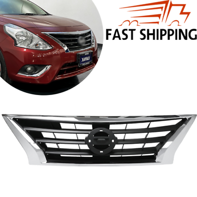 #ad Chrome With Black Front Grille Upper Bumper Grill For Nissan Versa 2015 2019