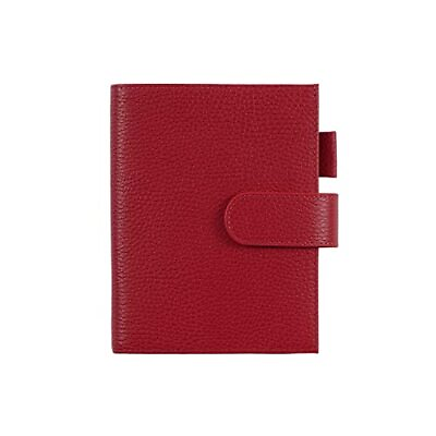 #ad Leather Cover for A6 Notebooks Fits Hobonichi A6 Firm Pebbled Cherry Red