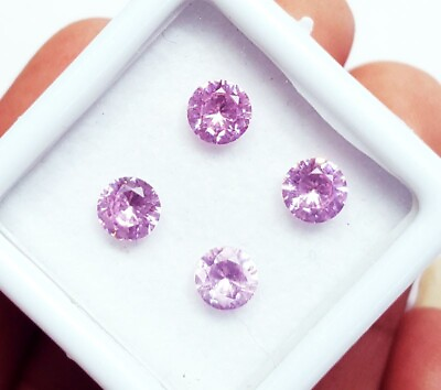 #ad Pink Sapphire Round Shape 5x3 mm Size 4 Pcs. Loose Gemstone With Free Gift