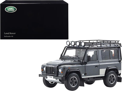 #ad Land Rover Defender 90 with Roof Rack Dark Gray Metallic with Black Top and Cheq
