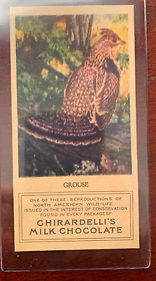 #ad Ghirardelli s Milk Chocolate Wild Life Card c1920 Grouse
