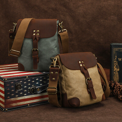 #ad Messenger Bag Vintage Canvas Satchel Crossbody Shoulder Bag Handbag Bookbag