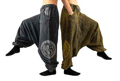 #ad OM Mens Stonewashed Harem with pockets and OM Yoga Baggy trouser Ali baba