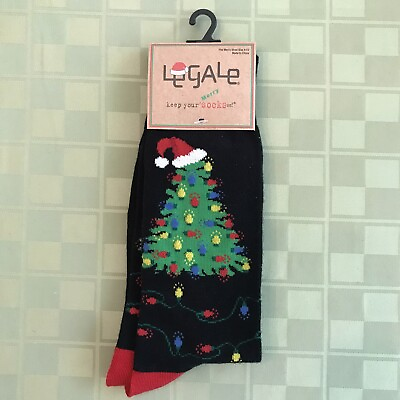 #ad Legale Christmas Tree Lights Santa Hat Black Mens Socks: NEW With Tags Fun