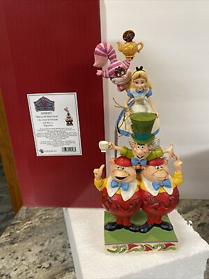 #ad Disney Traditions Jim Shore Alice in Wonderland Stacked quot;We#x27;re All Mad Herequot; NEW