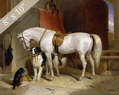 #ad Victorian Horse and Dog Painting Reproduction Giclee Print 8x10 Fine Art Paper