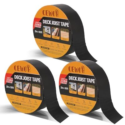 #ad Butyl Tape for Decking 3 Pack 2quot; x 50#x27; Deck Joist Tape Roof Tape Waterproof...