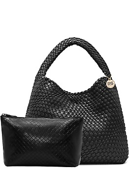 #ad PS PETITE SIMONE Woven Leather Tote Bag for Women Large Purse Handbags Braided L
