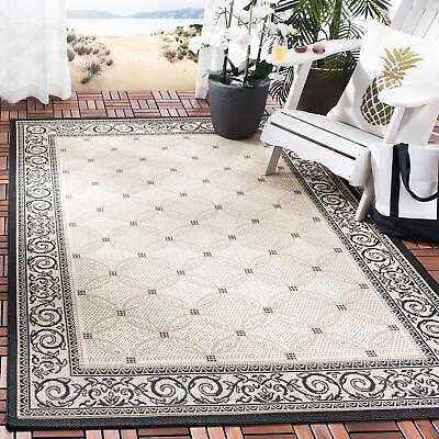 #ad Courtyard Collection Area Rug 7#x27;1 Square Sand amp; Black Non Shedding amp; Easy...