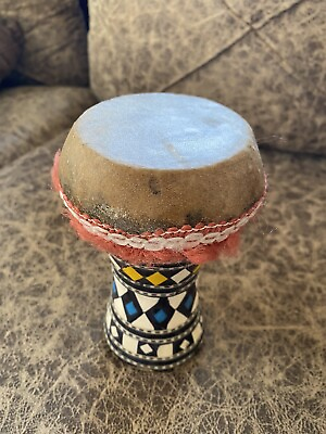 #ad Egyptian Wooden Darbuka Doumbek Eastern Music Kids Small Size Multicolor 6.5“