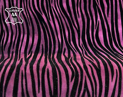 #ad Purple Zebra Lambskin Suede with Velour Soft Print 4 sqft Purple Black 2 3oz