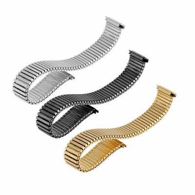 #ad 16 18 20 22mm Black Gold Silver Elastic Watch Strap Steel Replacement Band