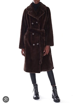 #ad Stand Studio Black Fur Jacket Coat Size 34 XS