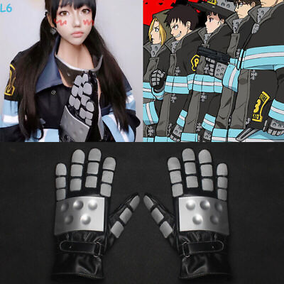 #ad Fire Force Anime Shinra Kusakabe Arthur Boyle Full Finger Gloves Mask COS Props