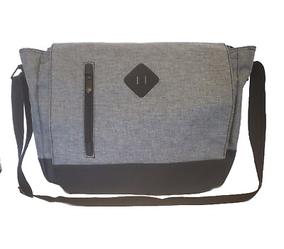 #ad Grey and Black Messenger Bag 16quot; Laptop Canvas Shoulder Bag Water Resistant