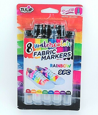 #ad Tulip Watercolor Fabric Markers 8 Rainbow Colors Includes Dropper