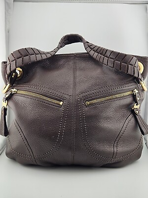 #ad B Makowsky Leather Purse Womens Brown Hobo Shoulder Bag Handbag Braided Yours
