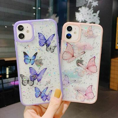 #ad Butterfly Cute Glitter iPhone 13 12 Pro Max case Shockproof Girls Shiny Cover