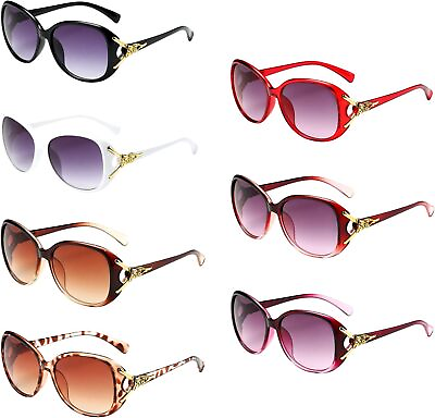 #ad YQVIE 7 Pack Retro Fox Oversized Sunglasses for Women in Bulk Plastic Large Sung