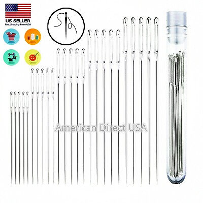 #ad 25 50Pcs Assorted Hand Sewing Needles Embroidery Mending Craft Quilt Storage Set