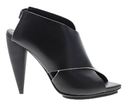#ad Proenza Schouler Black Crisscross Leather Angular Stiletto Heels IT 38 US 8