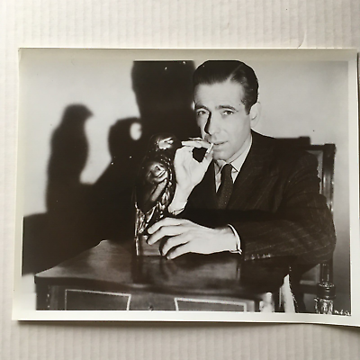 #ad The Maltese Falcon Humphrey Bogart Photo 8 x 10 Smoking Cigarette Holding Falcon