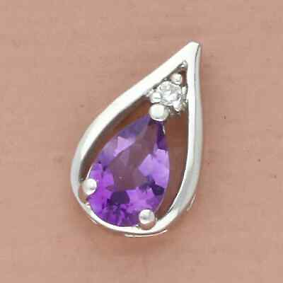 #ad ❗️CLEARANCE❗️designer sterling silver pear cut purple amethyst amp; cz pendant